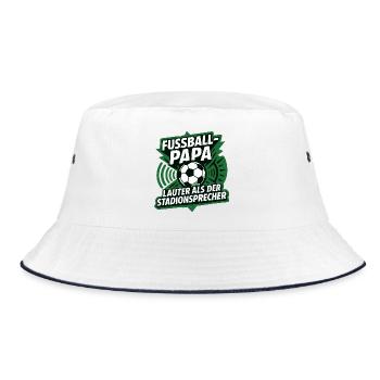 Fussball Papa Stadionsprecher - Bucket Hat - Weiß/Navy - Vorne