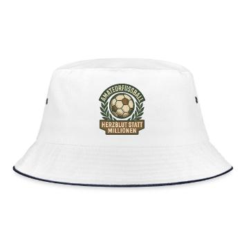 Herzblut Amateurliebe Fußballbadge - Bucket Hat - Weiß/Navy - Vorne