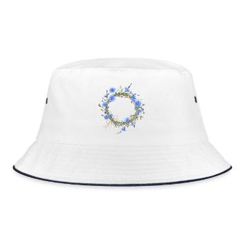 (Extraordinary) chicory wreath flower motif - Bucket Hat - white/navy - Front