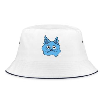 Blob The Cat - Bucket Hat - Weiß/Navy - Vorne