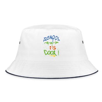 Schule Ist Cool  - Bucket Hat - Weiß/Navy - Vorne