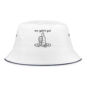 Mir geht's gut - Thumbs up - Daumen hoch - Bucket Hat - Weiß/Navy - Vorne