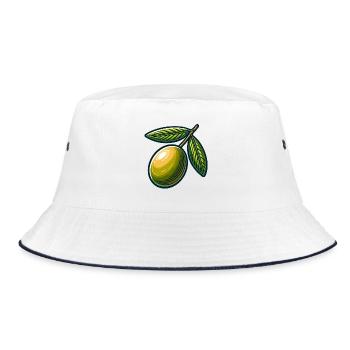 Vintage Olive Branch Illustration - Bucket Hat - white/navy - Front