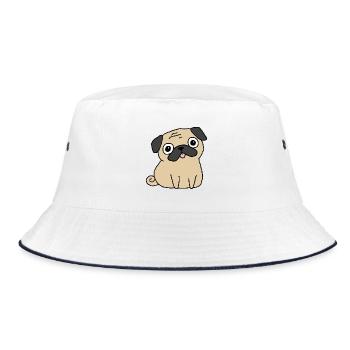 Mignon chiot Kawaii Pug Dog - Bob - blanc/marine - Devant
