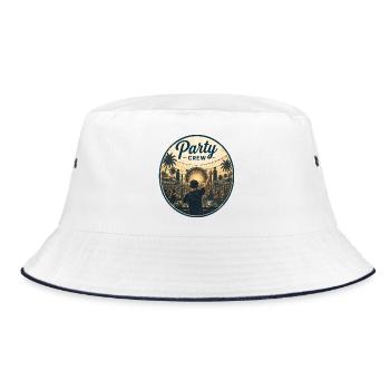 DJ on the beach: sunset party - Bucket Hat - white/navy - Front