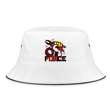 Elektriker Zange Kabel Grafik - Bucket Hat - Weiß/Navy - Vorne