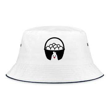 Eierkorb Huhn Icon - Bucket Hat - Weiß/Navy - Vorne