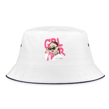 Pop Graffiti Glam: Bold Girl Portrait - Bucket Hat - white/navy - Front