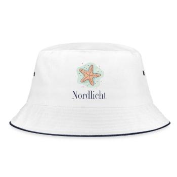 Nordlicht – Maritimes Küsten Design - Bucket Hat - Weiß/Navy - Vorne