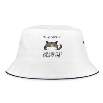 Drama Cat – I'll Get Over It - Bucket Hat - white/navy - Front