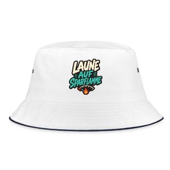 LAUNE AUF SPARFLAMME - Bucket Hat - Weiß/Navy - Vorne