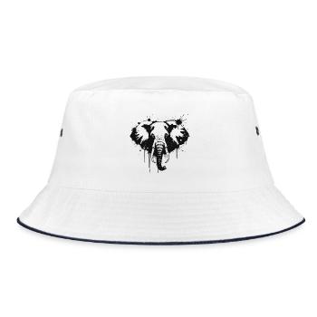 Elephant Ink Splash Black - Bucket Hat - white/navy - Front