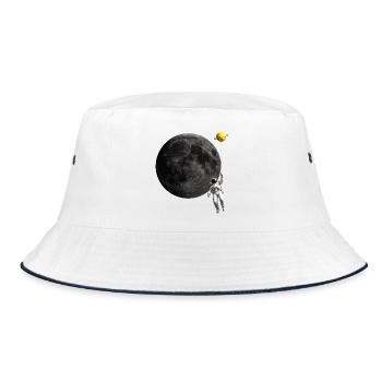 Astronaut and Moon Balloon - Bucket Hat - white/navy - Front