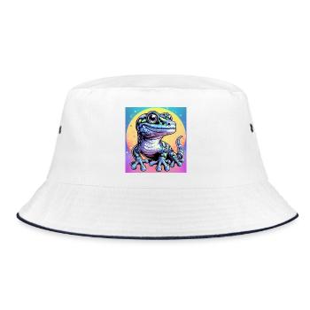 Gecko - Bucket Hat - white/navy - Front