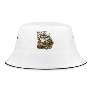 Georgia Peach State Vintage Map Sticker - Bucket Hat - white/navy - Front