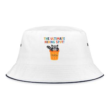 Raccoon in Trashcan Hideout - Bucket Hat - white/navy - Front