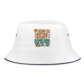 Gutes Wort rettet den Tag - Bucket Hat - Weiß/Navy - Vorne