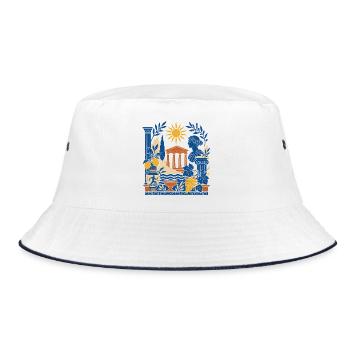 Antique Columns and Sun Collage - Bucket Hat - white/navy - Front