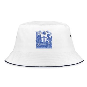 Ancient columns, sun and grapes - Bucket Hat - white/navy - Front