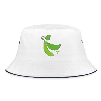 Green pea pod silhouette - Bucket Hat - white/navy - Front