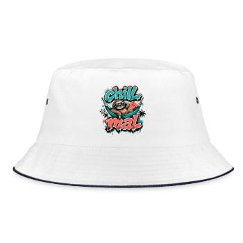 Chill Times Cool Sloth Graffiti Design - Bucket Hat - white/navy - Front