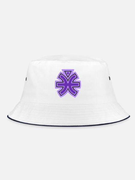 Fische- und Wasserstammessymbol - Bucket Hat - Weiß/Navy - Vorne