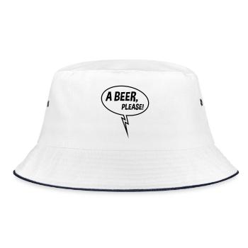 A Beer, Please! (Speech Bubble, Drinking, Down B) - Bucket Hat - white/navy - Front