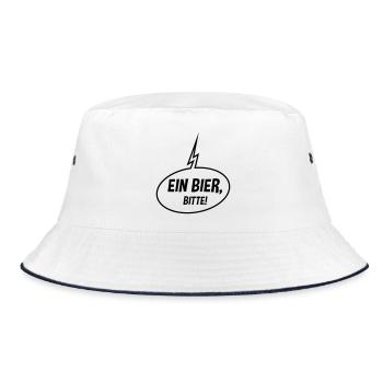 Ein Bier, Bitte! (Sprechblase / Bierchen / Up / B) - Bucket Hat - Weiß/Navy - Vorne
