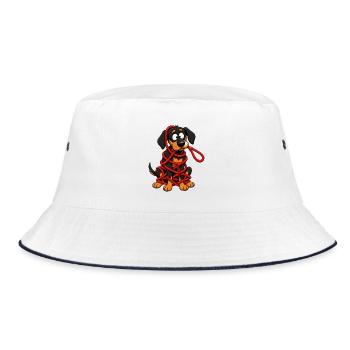 Hoffnungslos verhedderte Hundeleinenkatastrophe - Bucket Hat - Weiß/Navy - Vorne
