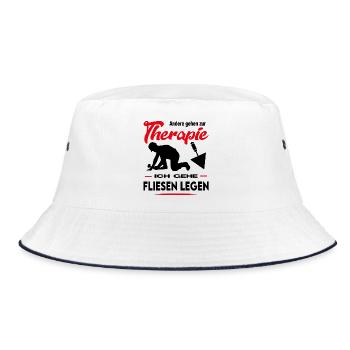 Fliesenleger Kacheler Plattenleger Beruf Arbeit - Bucket Hat - Weiß/Navy - Vorne