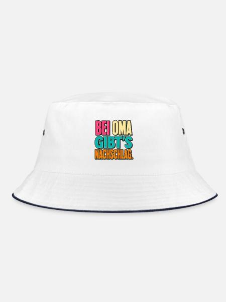 Bei Oma gibt’s Nachschlag. - Bucket Hat - Weiß/Navy