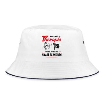 Frisör Frisörin Friseuse Haare schneiden Beruf - Bucket Hat - Weiß/Navy - Vorne