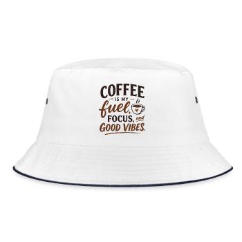 Kaffee an. Fokus an. - Bucket Hat - Weiß/Navy - Vorne