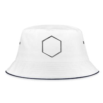 Sechseck handgezeichnet - Bucket Hat - Weiß/Navy - Vorne