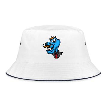 Blauer eleganter Hund im Samtanzug - Bucket Hat - Weiß/Navy - Vorne