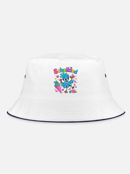 Käthe Knospe - fröhliches Schulkind - Bucket Hat - Weiß/Navy