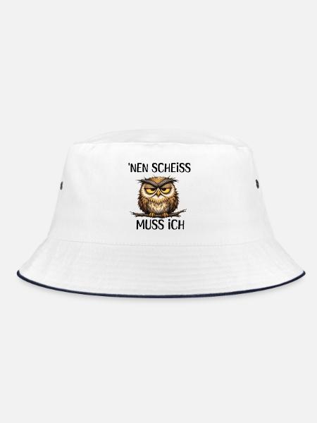 Nen Scheiss Muss Ich Genervte Eule - Bucket Hat - Weiß/Navy
