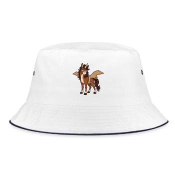 Grumpy Unicorn trägt Papp-Pegasus-Flügel - Bucket Hat - Weiß/Navy - Vorne