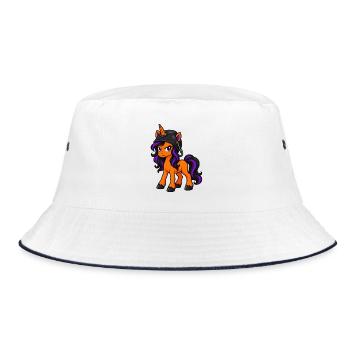 Unicorn trägt einen Kessel als Helm - Bucket Hat - Weiß/Navy - Vorne