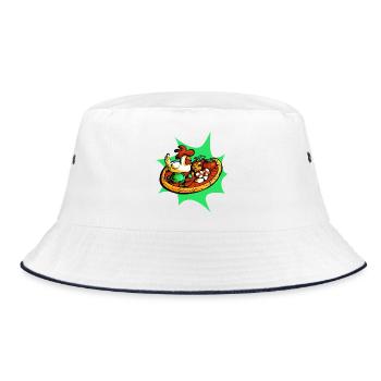 Sehr frische Pizza - Bucket Hat - Weiß/Navy - Vorne