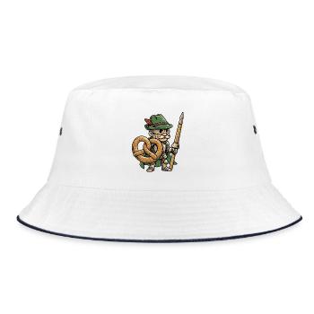 Lustiger Bayern Brezel Ritter - Bucket Hat - Weiß/Navy - Vorne