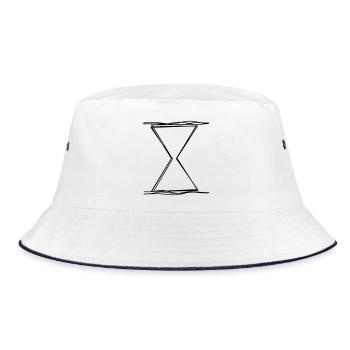 Sanduhr handgezeichnet - Bucket Hat - Weiß/Navy - Vorne