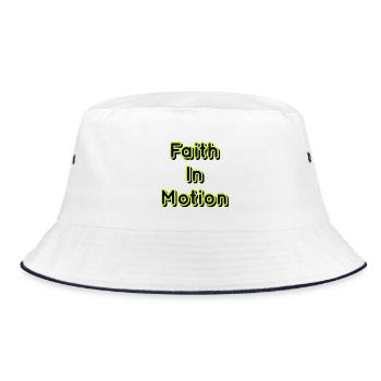 Faith in Motion Neon-Typografie - Bucket Hat - Weiß/Navy - Vorne