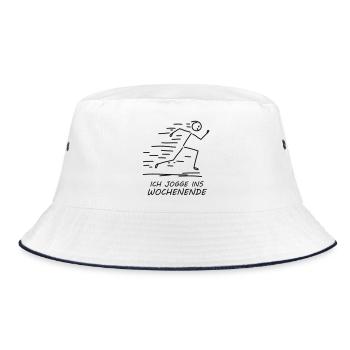 Ich jogge ins Wochenende - Bucket Hat - Weiß/Navy - Vorne