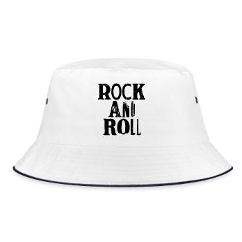 Distressed und Vintage Rock'n'Roll-Musiktypogra - Bucket Hat - Weiß/Navy - Vorne