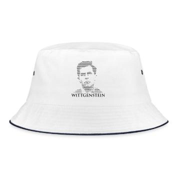 Ludwig Wittgenstein ASCII-Porträt - Bucket Hat - Weiß/Navy - Vorne