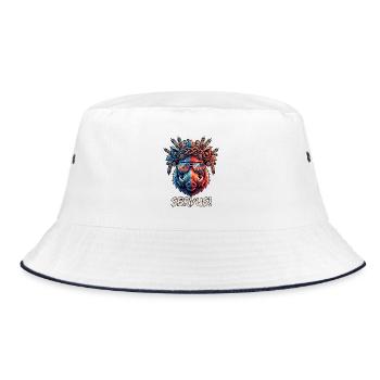 Poly Art Servus Bier Wildschwein - Bucket Hat - Weiß/Navy - Vorne