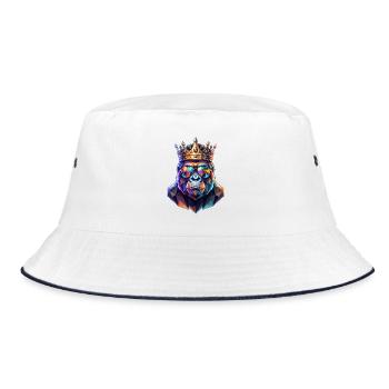 Poly Art Gorilla - Bucket Hat - Weiß/Navy - Vorne