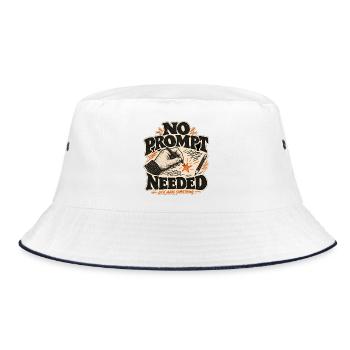 No Prompt Needed – Kreativität ohne KI - Bucket Hat - Weiß/Navy - Vorne