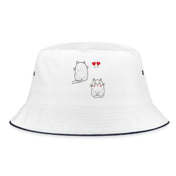 coole Katzen - Bucket Hat - Weiß/Navy - Vorne